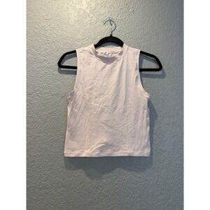 Pale Pink High Neck Sleeveless‎ Tank Top Mock Neck Cropped Slim Fit Minimalist